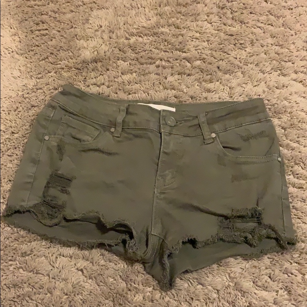 Green jean shorts